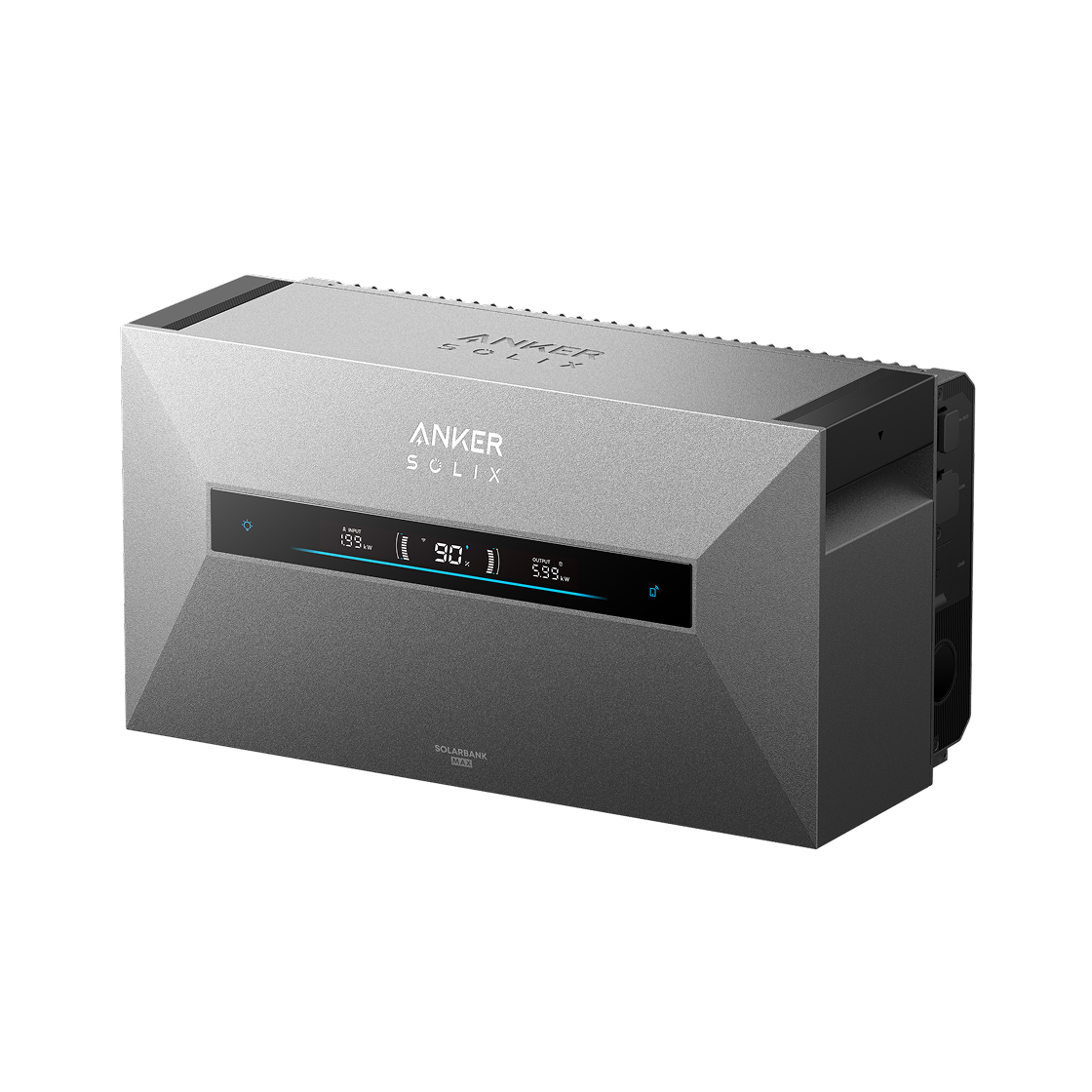 Anker SOLIX Solarbank Max AC Heimspeicher in Frontansicht mit Statusdisplay