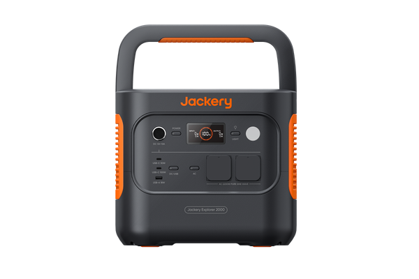 Jackery Explorer 2000 v2 Powerstation in Frontansicht mit Tragegriff