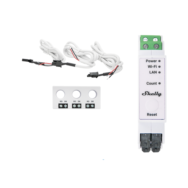 Shelly Pro 3EM-3CT63 Energiemessgerät mit drei Stromwandlern, Produktansicht