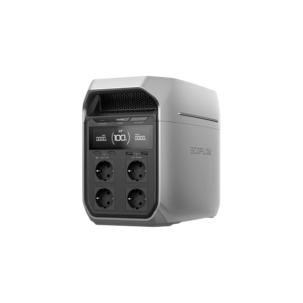 EcoFlow DELTA 3 Plus Powerstation in Frontansicht mit Display und Steckdosen